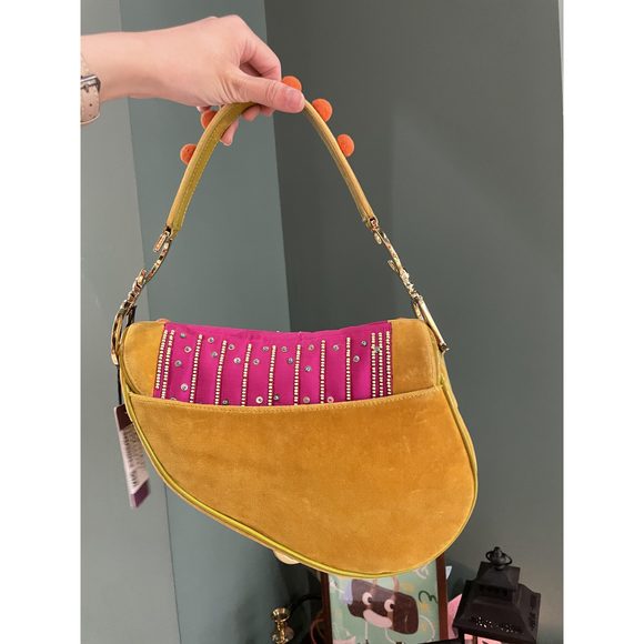 Limited Edition John Galliano era Dior Saddle bag with pompom and bead - Picture 3 of 16